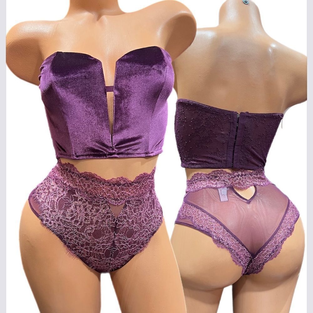Victorias Secret Set Dream Angels Velvet Strapless bra & Cheeky panty Large